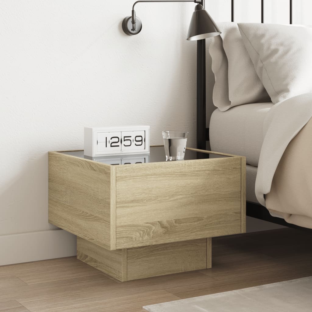 Salongbord Sofabord Sonoma Eik med Infinity LED 40x40x30 cm
