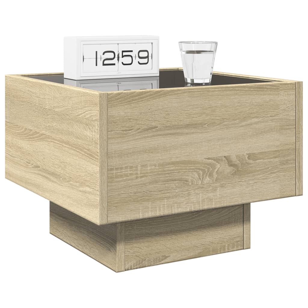 Salongbord Sofabord Sonoma Eik med Infinity LED 40x40x30 cm
