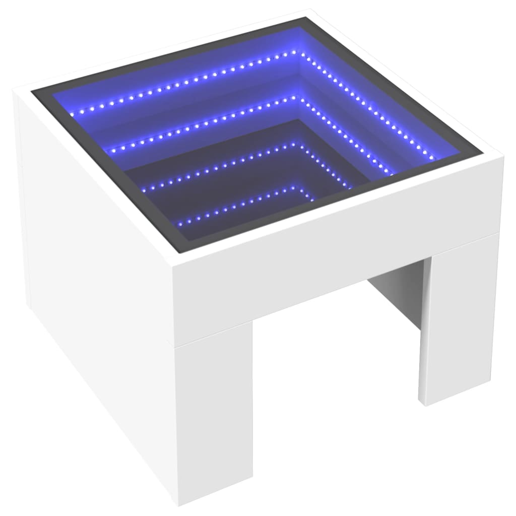 Salongbord Sofabord Hvit med Infinity LED 40x40x30 cm