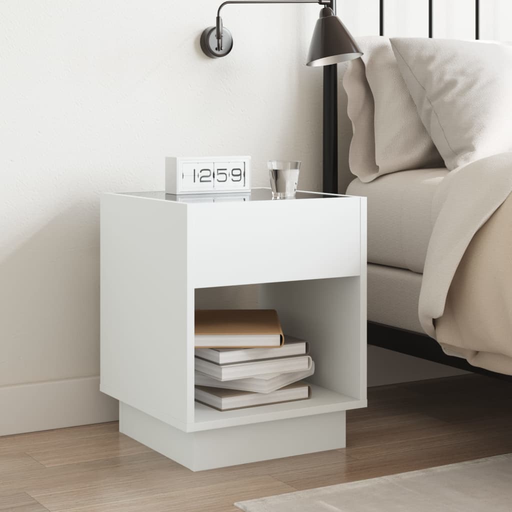 Salongbord Sofabord Hvit med Infinity LED 40x40x50 cm