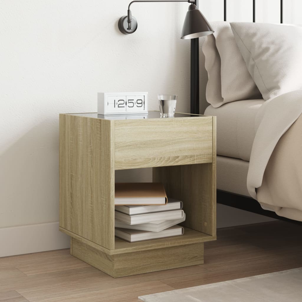 Salongbord Sofabord Sonoma Eik med Infinity LED 40x40x50 cm