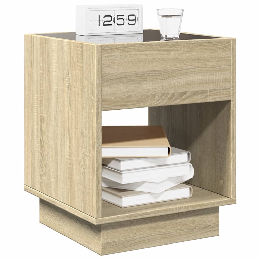 Salongbord Sofabord Sonoma Eik med Infinity LED 40x40x50 cm