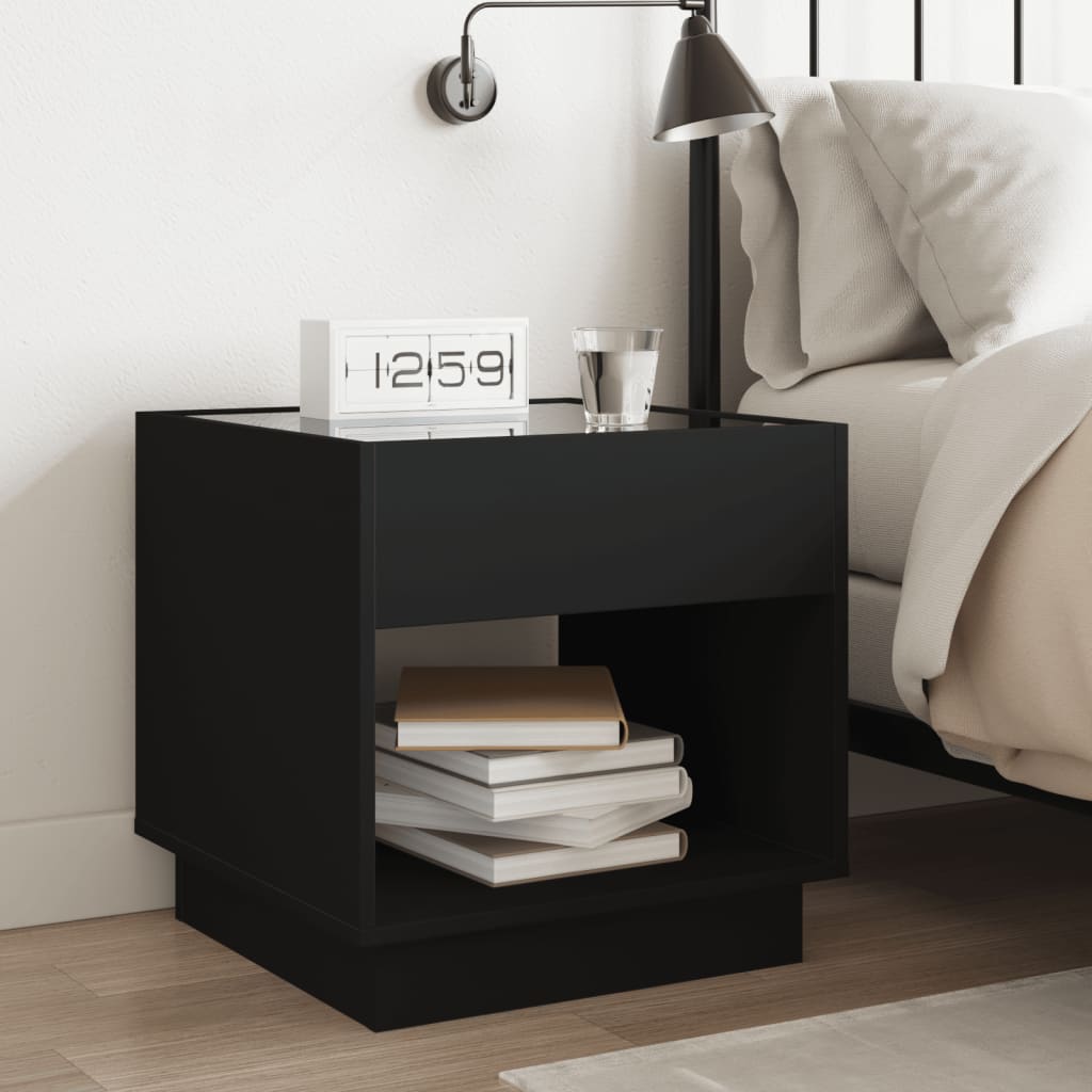 Salongbord Sofabord Svart med Infinity LED 50x50x50 cm