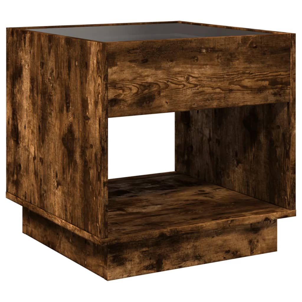 Nattbord Sengbord Røkt Eik med Infinity LED 50x50x50 cm
