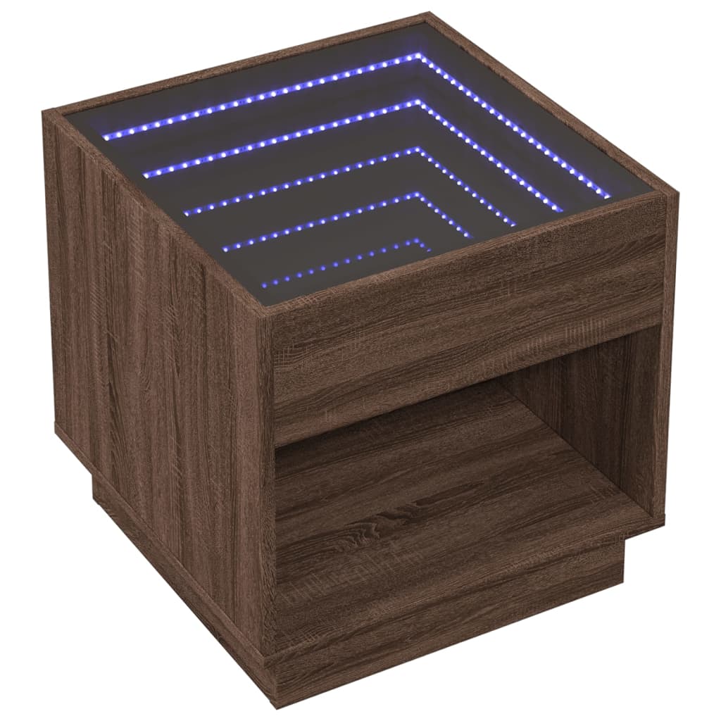Salongbord Sofabord Brun Eik med Infinity LED 50x50x50 cm
