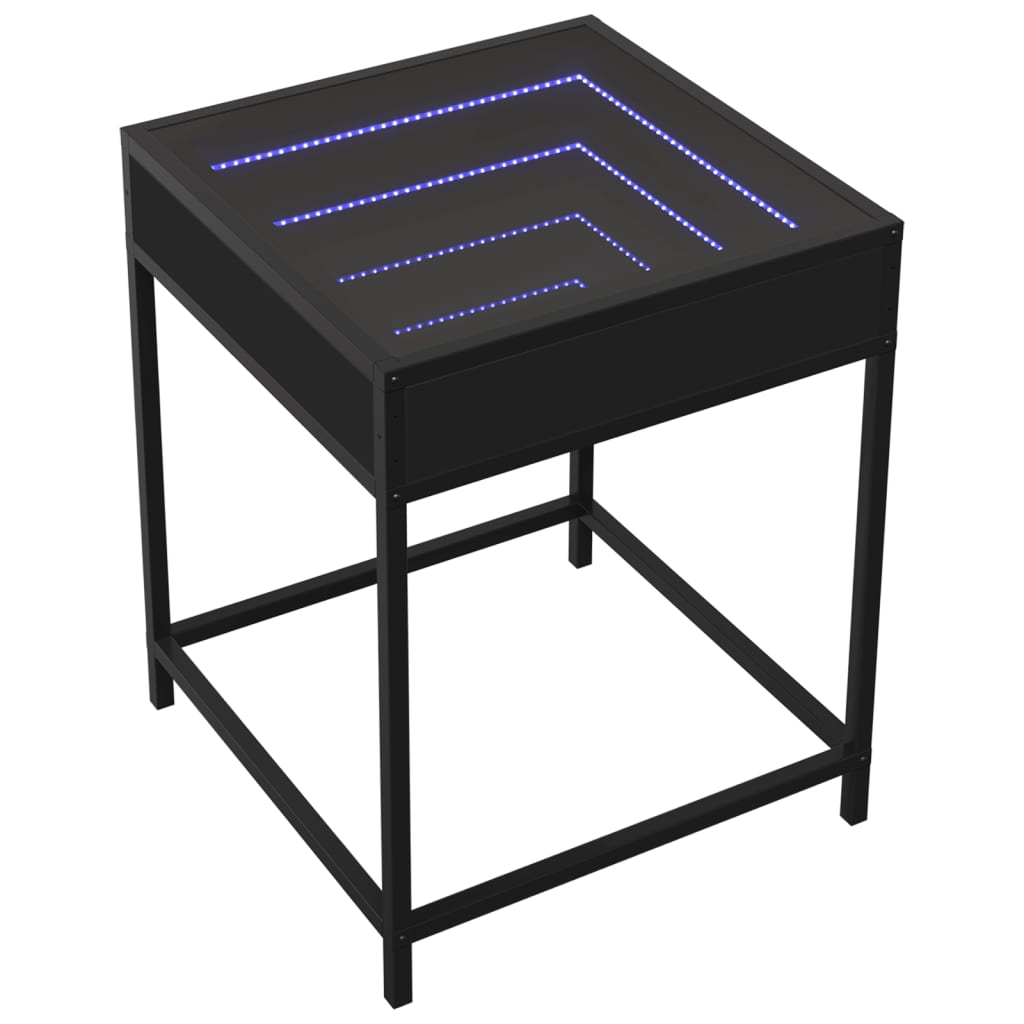 Salongbord Sofabord Svart med Infinity LED 40x40x51 cm