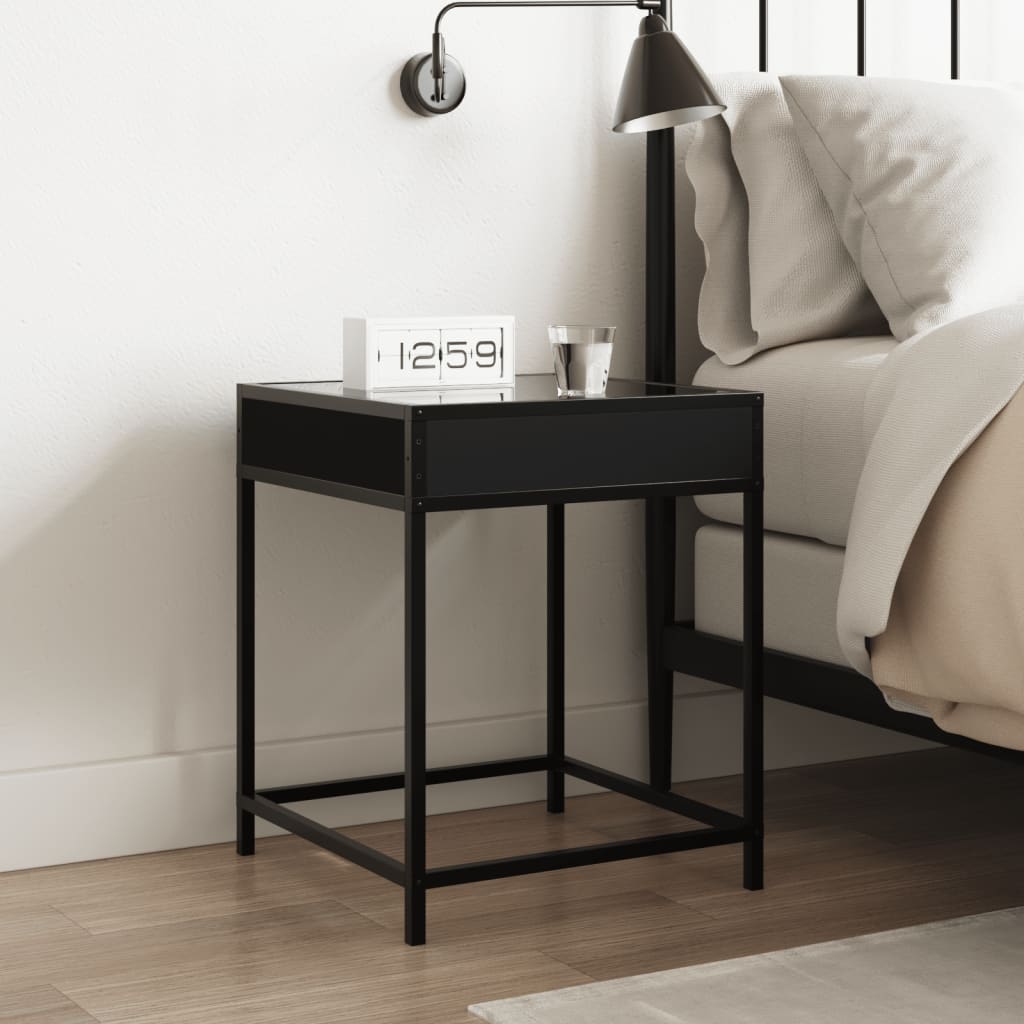 Salongbord Sofabord Svart med Infinity LED 40x40x51 cm