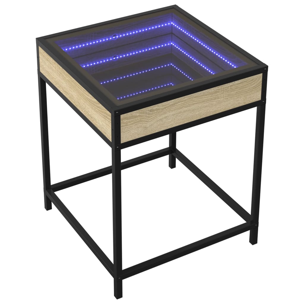 Salongbord Sofabord Sonoma Eik med Infinity LED 40x40x51 cm