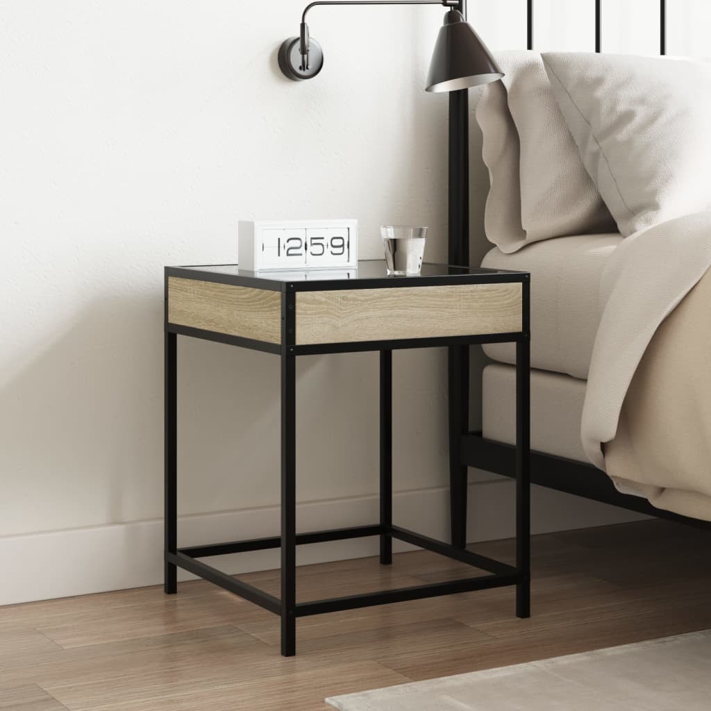 Salongbord Sofabord Sonoma Eik med Infinity LED 40x40x51 cm
