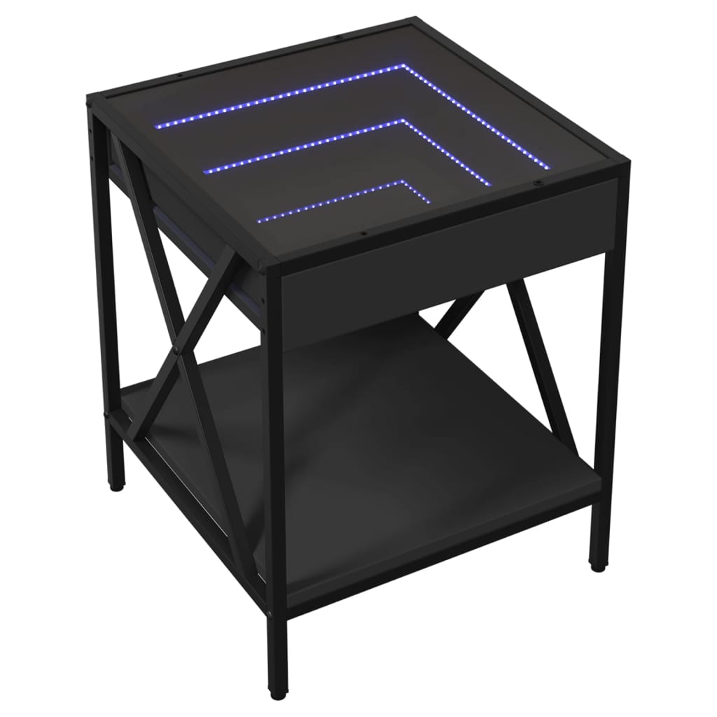 Salongbord Sofabord Svart med Infinity LED 40x40x49 cm