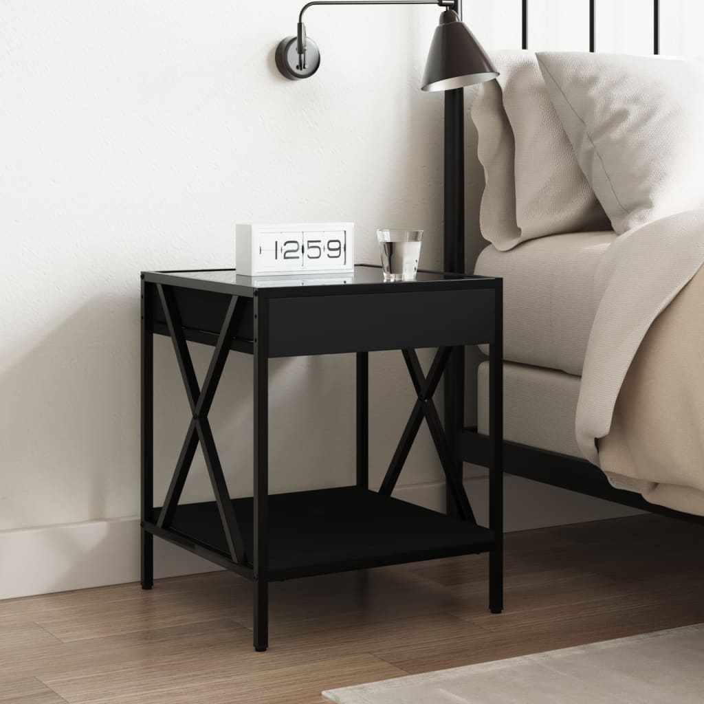 Salongbord Sofabord Svart med Infinity LED 40x40x49 cm