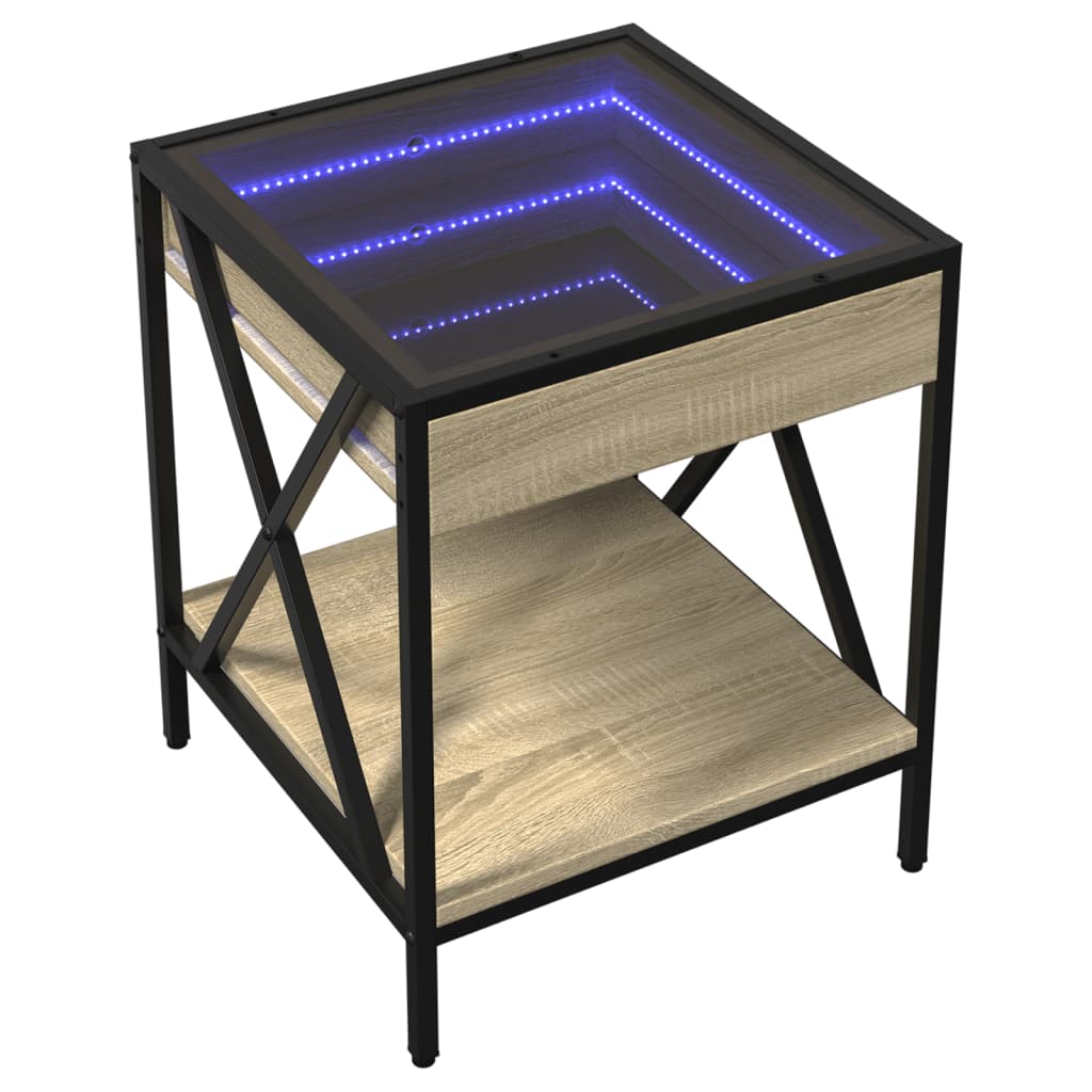 Salongbord Sofabord Sonoma Eik med Infinity LED 40x40x49 cm
