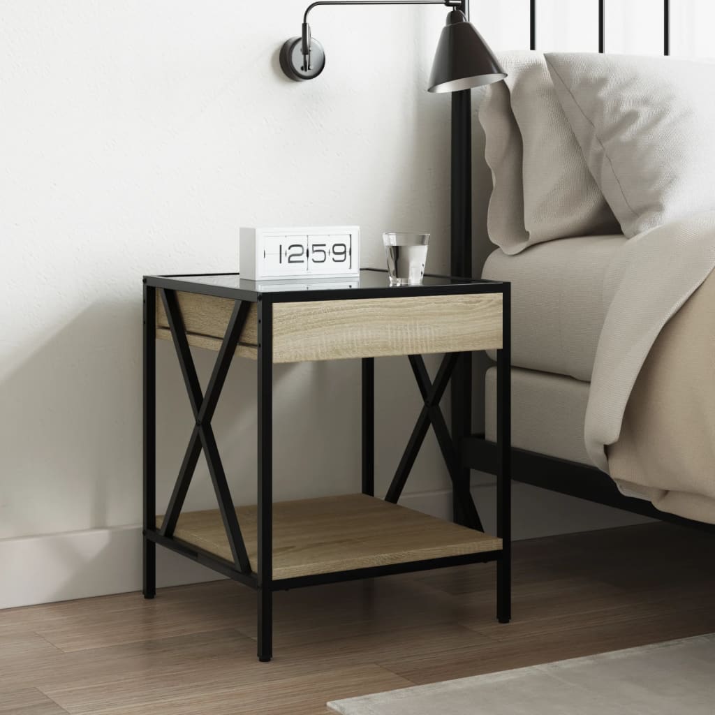 Salongbord Sofabord Sonoma Eik med Infinity LED 40x40x49 cm