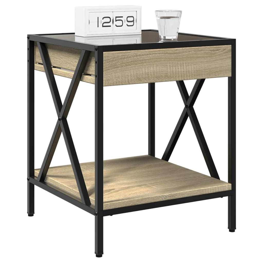 Salongbord Sofabord Sonoma Eik med Infinity LED 40x40x49 cm