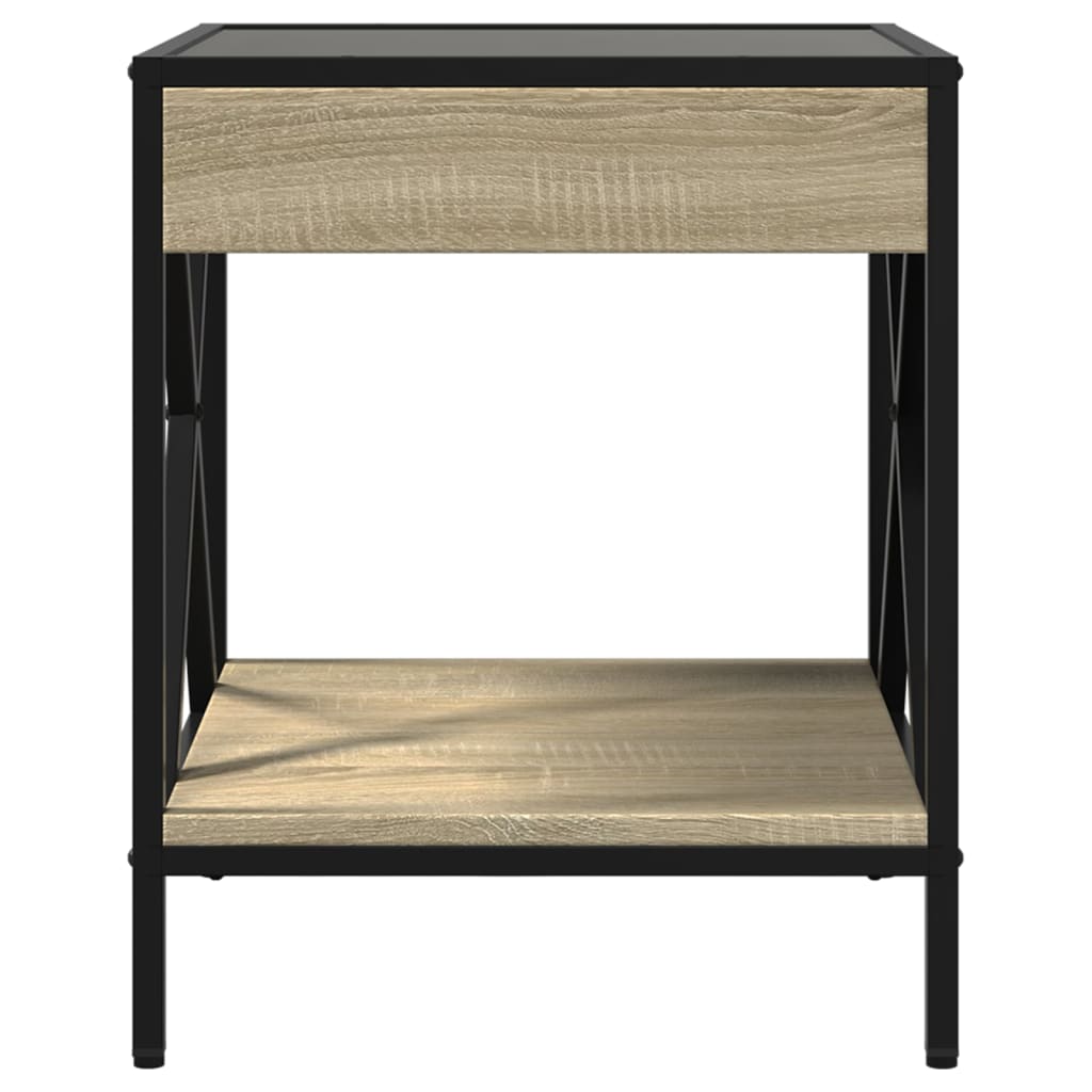 Salongbord Sofabord Sonoma Eik med Infinity LED 40x40x49 cm
