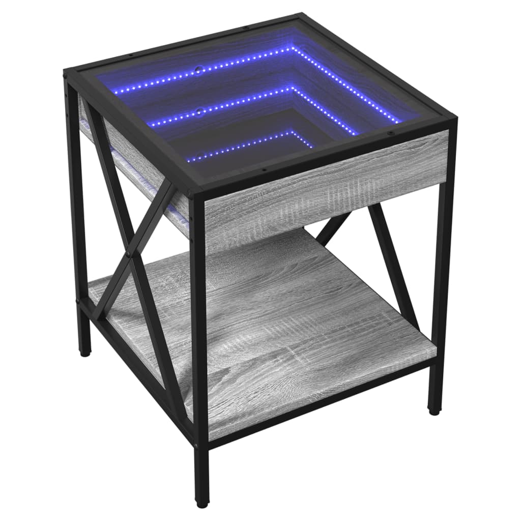Salongbord Sofabord Sonoma Grå med Infinity LED 40x40x49 cm
