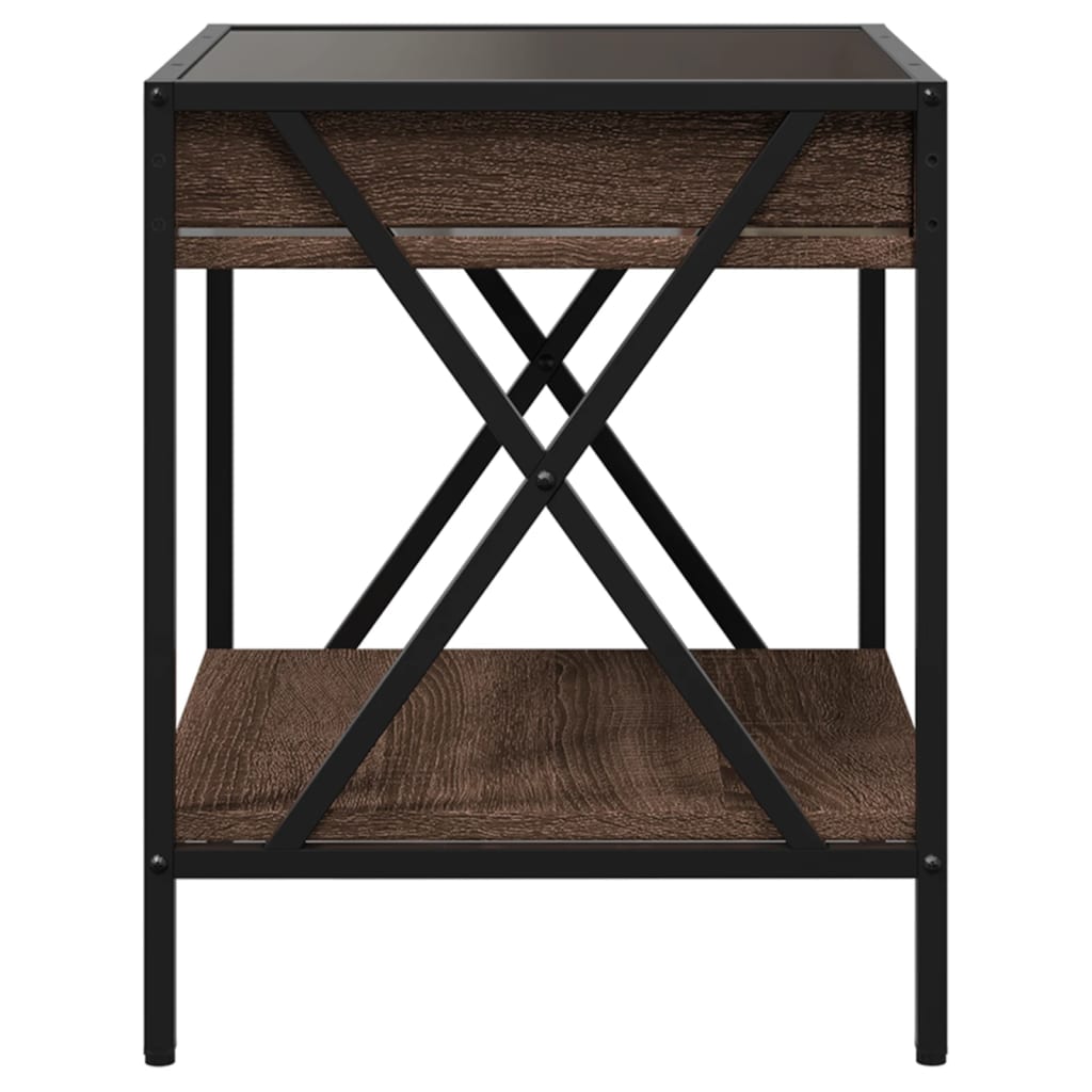 Salongbord Sofabord Brun Eik med Infinity LED 40x40x49 cm