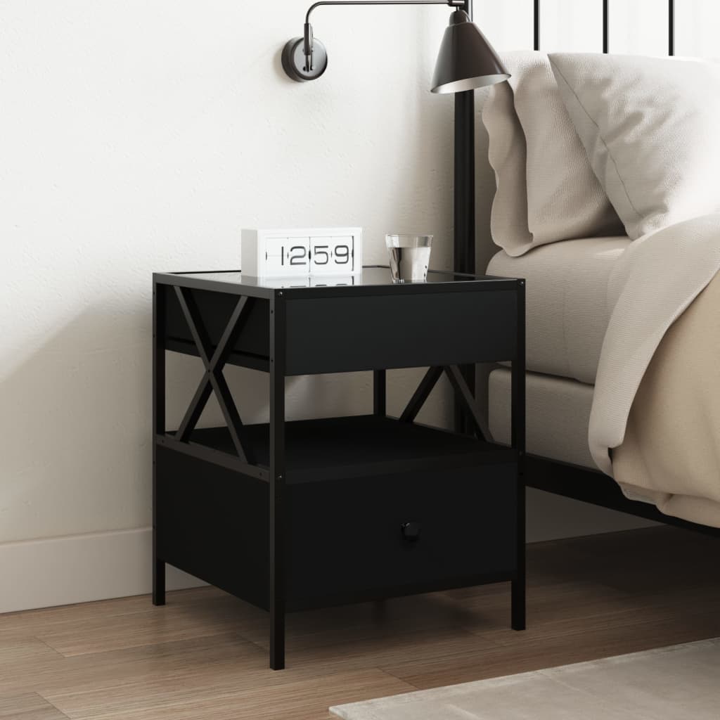 Salongbord Sofabord Svart med Infinity LED 40x40x51 cm