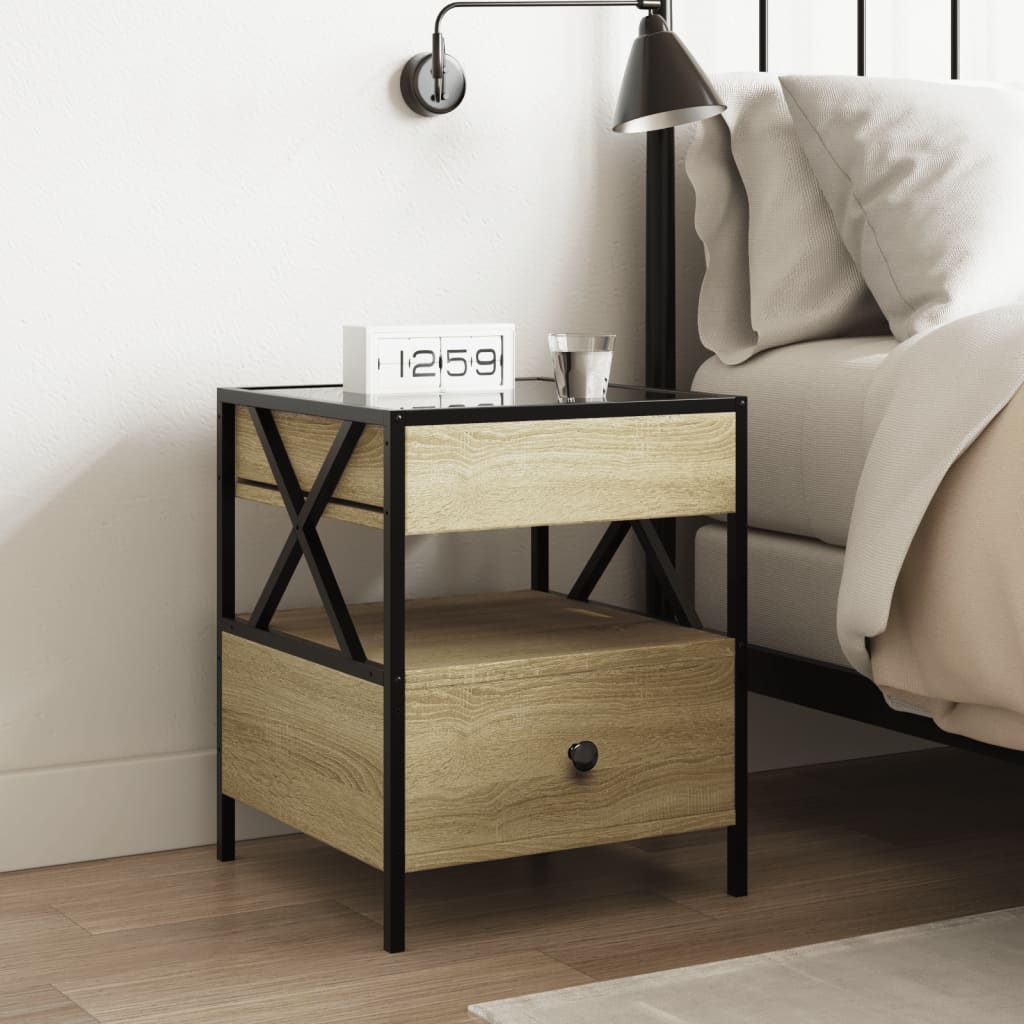 Salongbord Sofabord Sonoma Eik med Infinity LED 40x40x51 cm