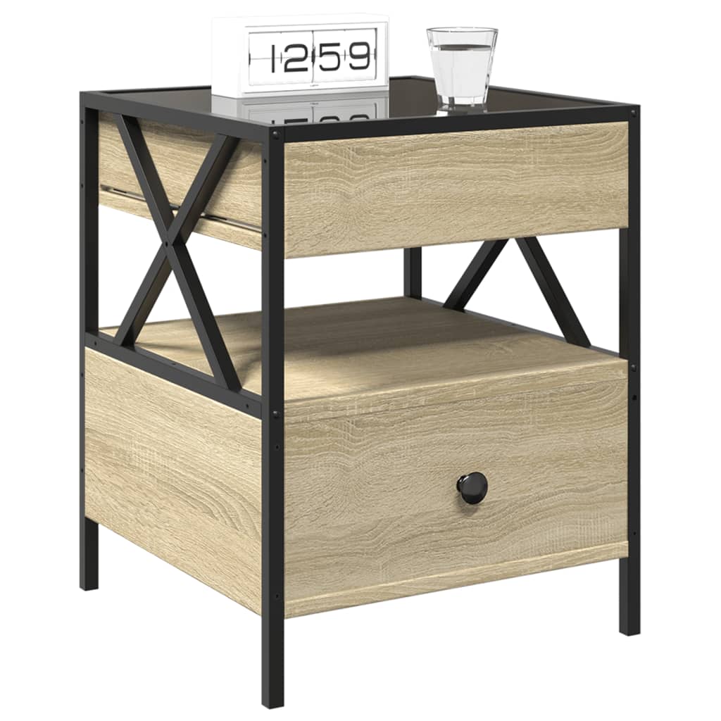 Salongbord Sofabord Sonoma Eik med Infinity LED 40x40x51 cm