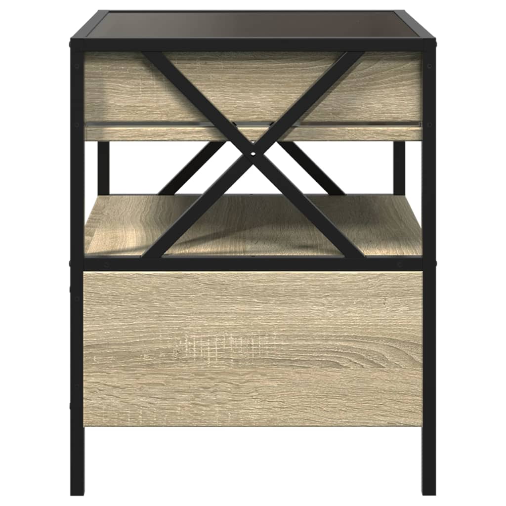 Salongbord Sofabord Sonoma Eik med Infinity LED 40x40x51 cm