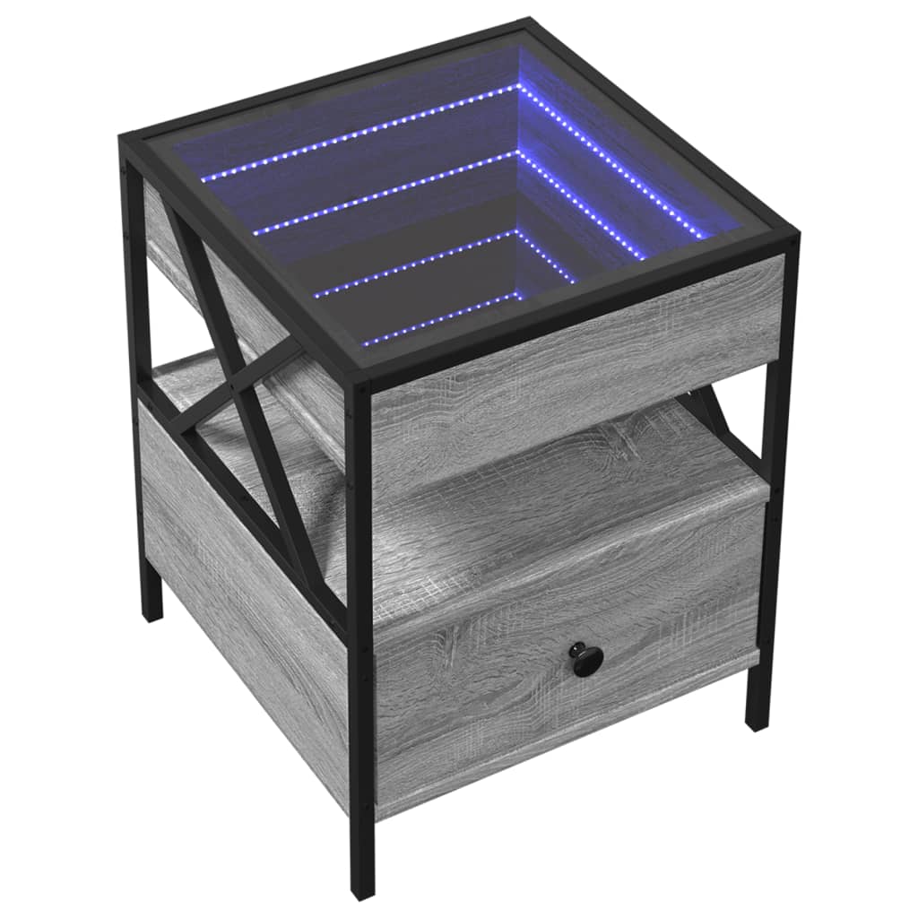 Salongbord Sofabord Sonoma Grå med Infinity LED 40x40x51 cm