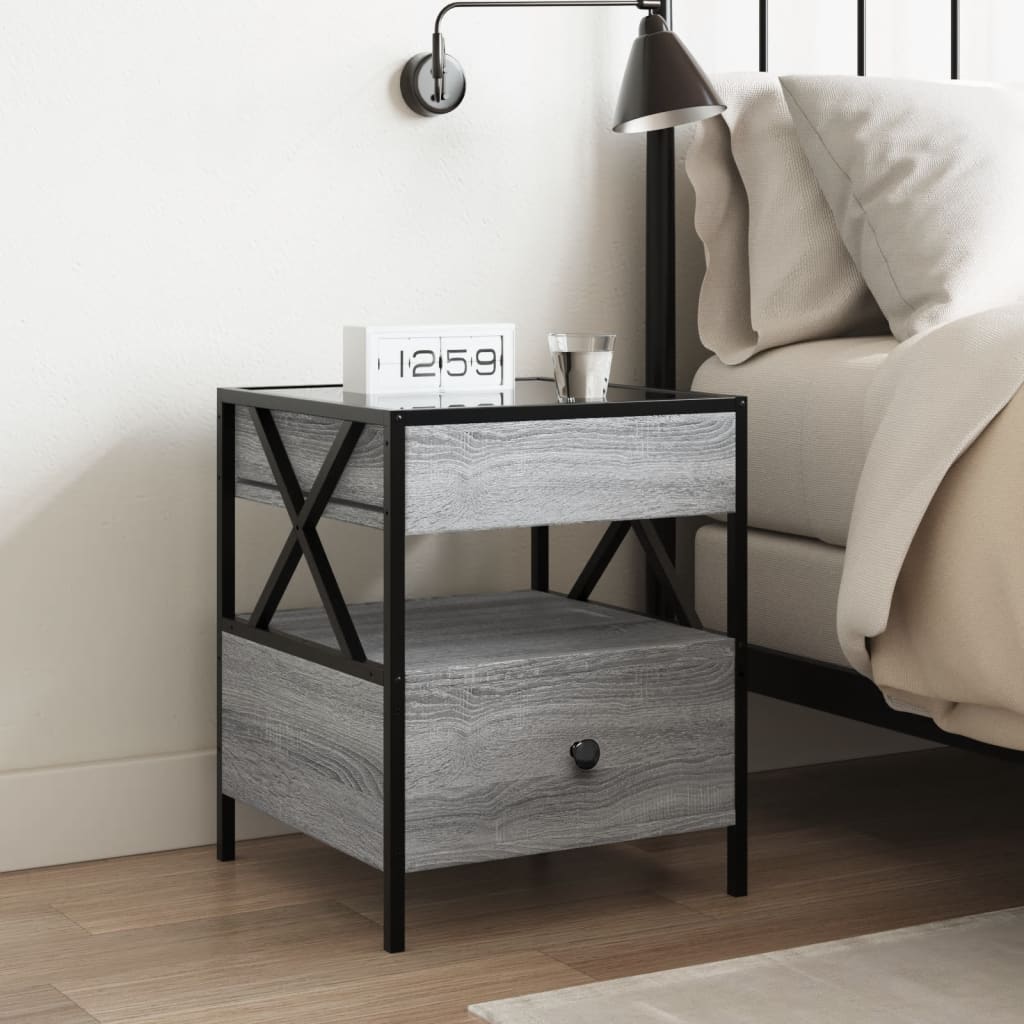 Salongbord Sofabord Sonoma Grå med Infinity LED 40x40x51 cm