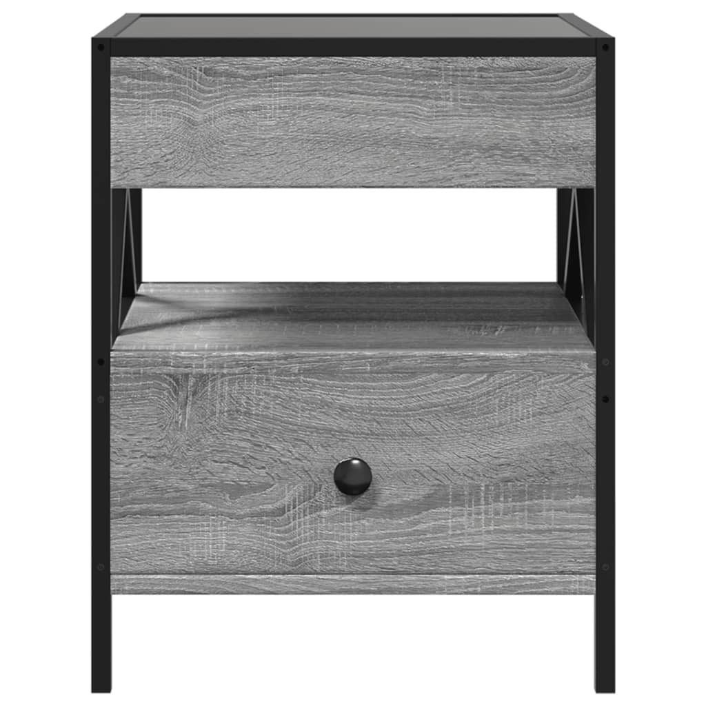 Salongbord Sofabord Sonoma Grå med Infinity LED 40x40x51 cm
