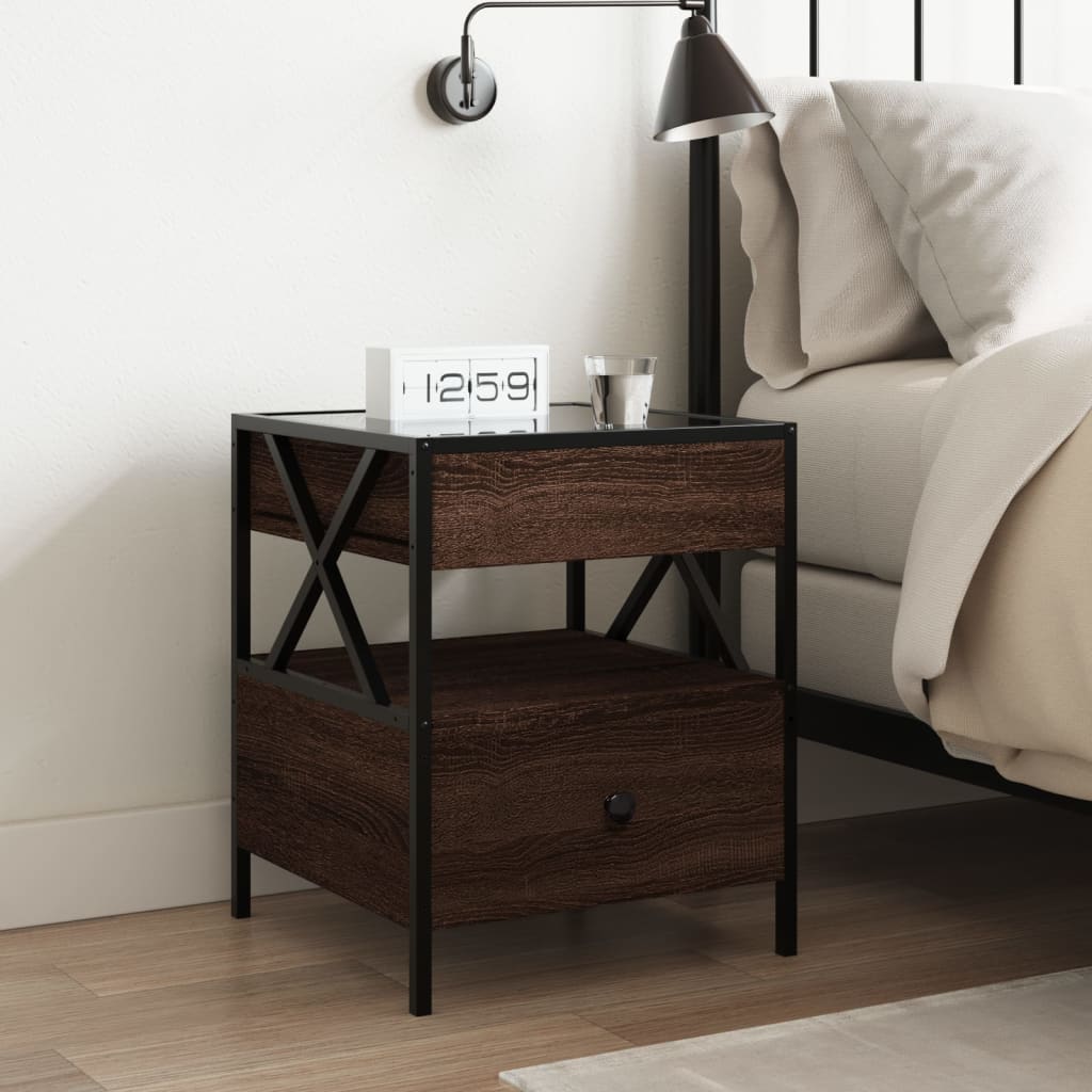 Salongbord Sofabord Brun Eik med Infinity LED 40x40x51 cm