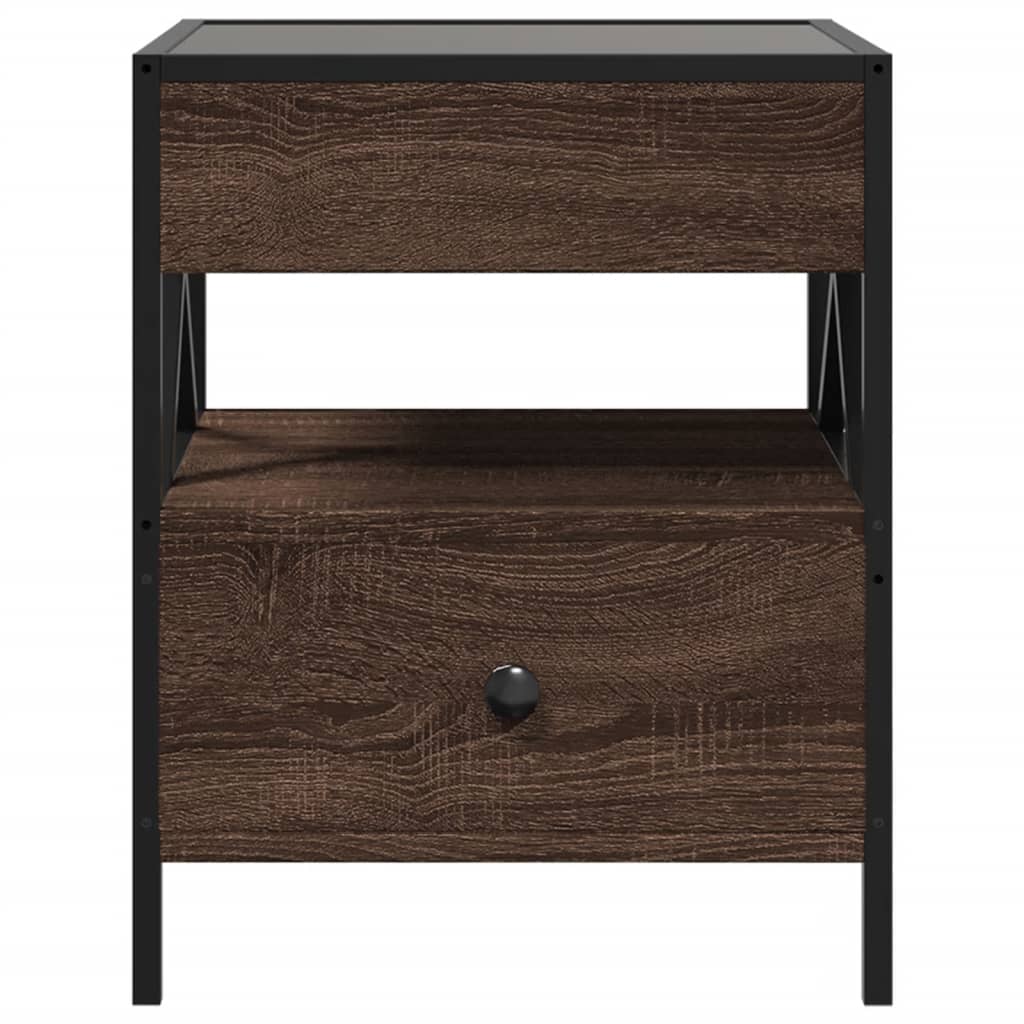 Salongbord Sofabord Brun Eik med Infinity LED 40x40x51 cm