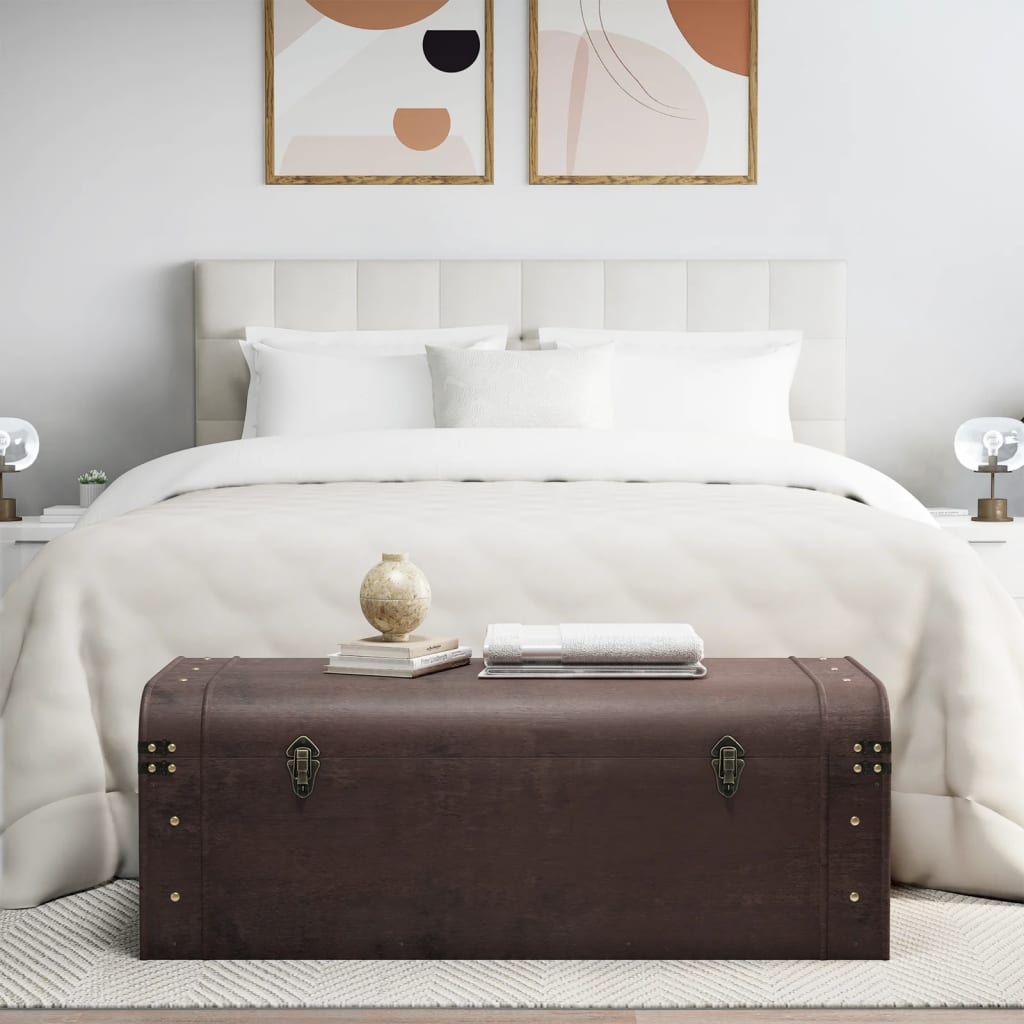 Oppbevaringskiste med låser mørkebrun 110x50x39,5 cm kryssfiner