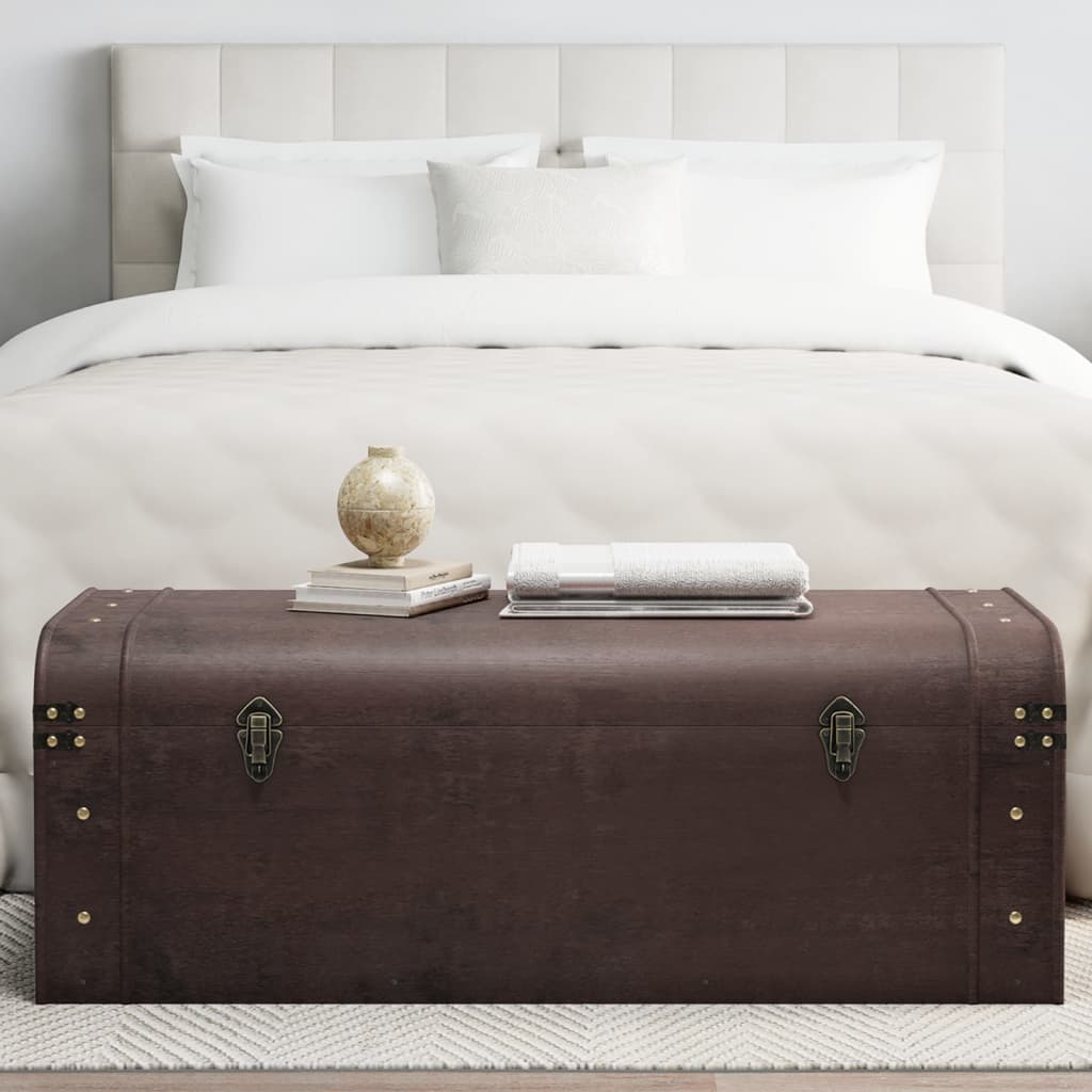 Oppbevaringskiste med låser mørkebrun 110x50x39,5 cm kryssfiner