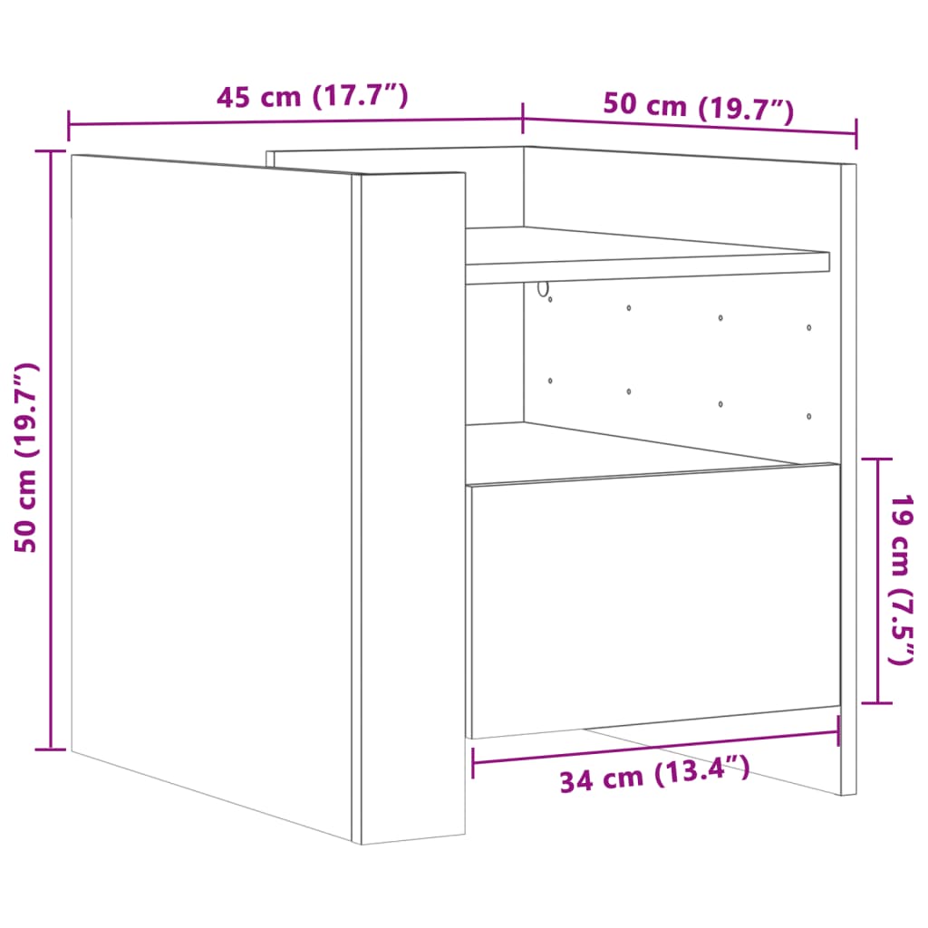 Nattbord Sengbord Hvit 45x50x50 cm