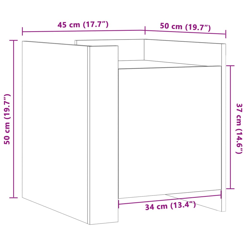 Nattbord Sengbord Svart 45x50x50 cm