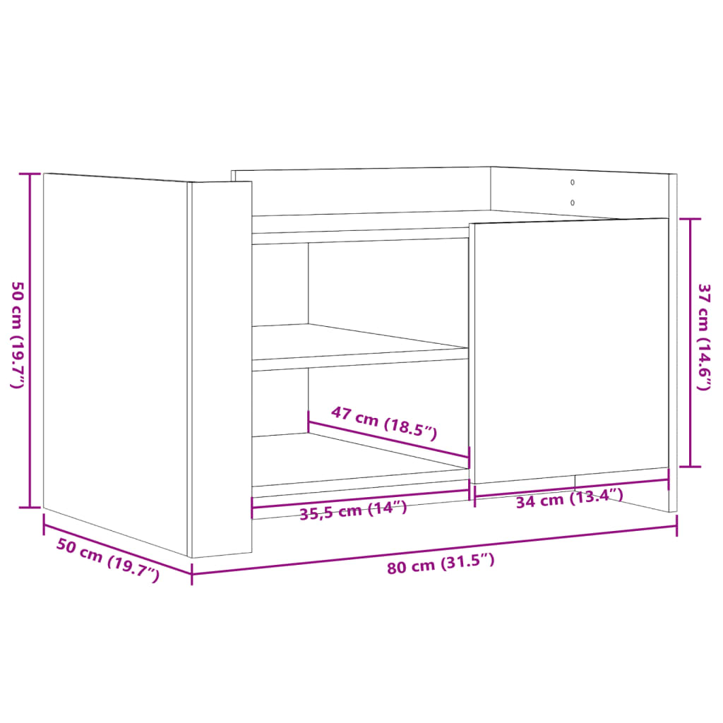 Salongbord Sofabord Svart 80x50x50 cm