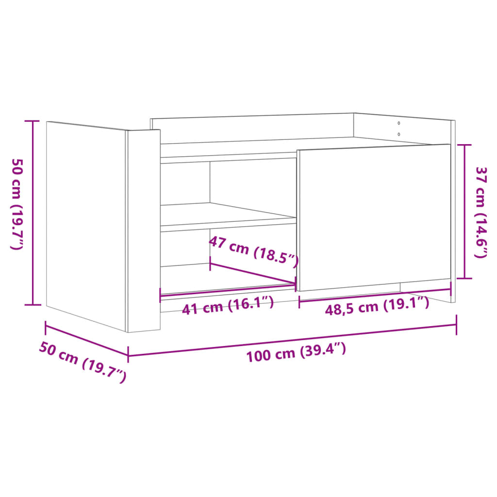 Salongbord Sofabord Svart 100x50x50 cm