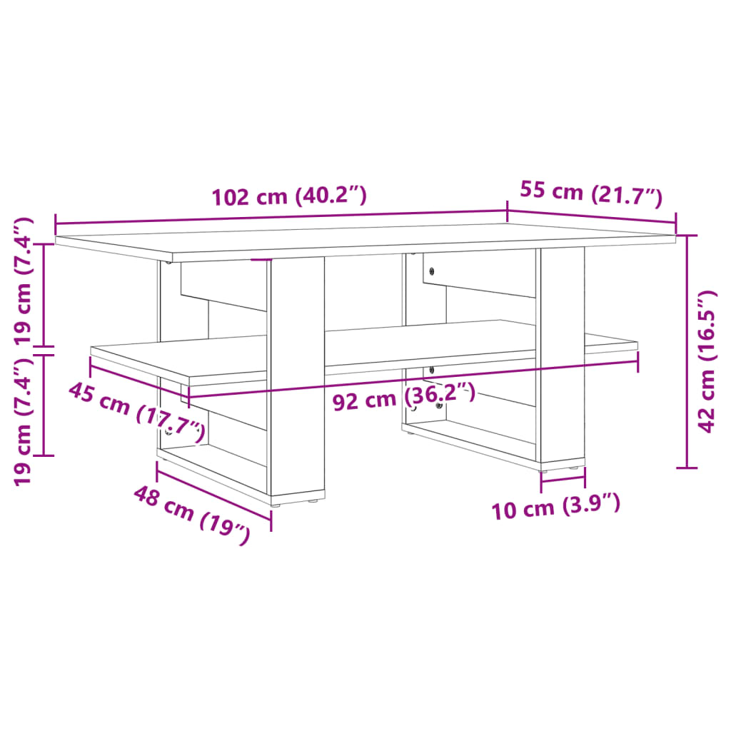Salongbord Sofabord Svart 102x55x42 cm