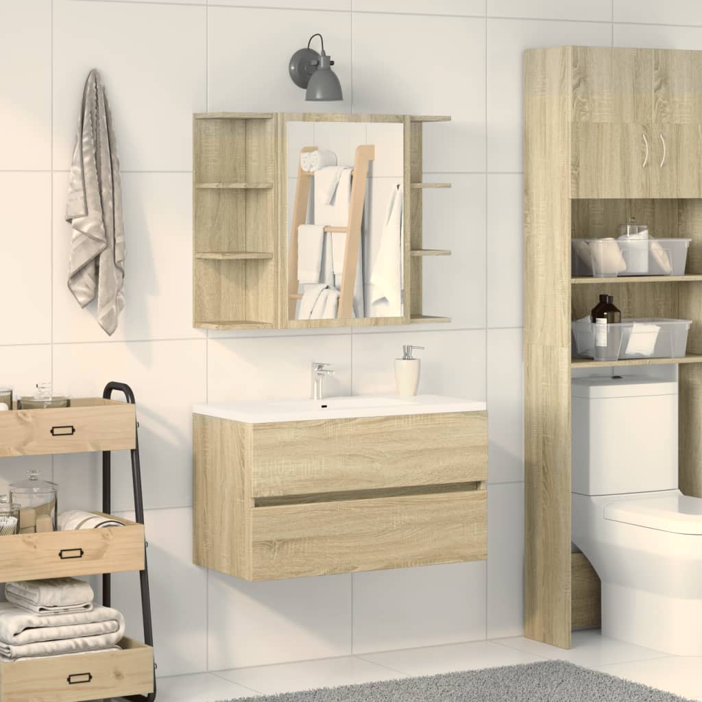 Baderomsspeil Skap Sonoma Eik 80x20,5x64 cm