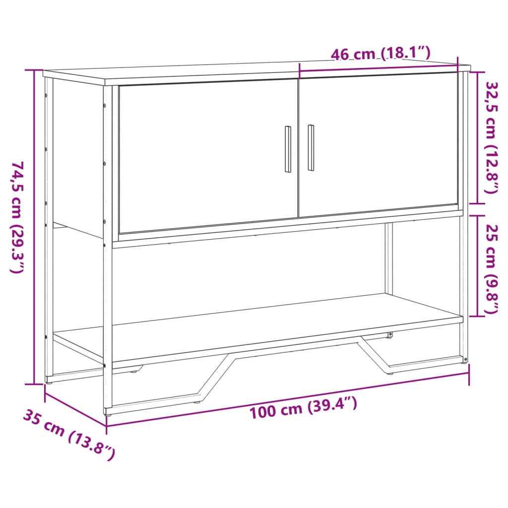 Avlastningsbord Konsollbord Røkt Eik 100x35x74,5 cm