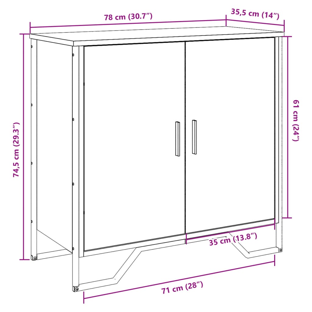Skjenk Sonoma Grå 78x35,5x74,5 cm