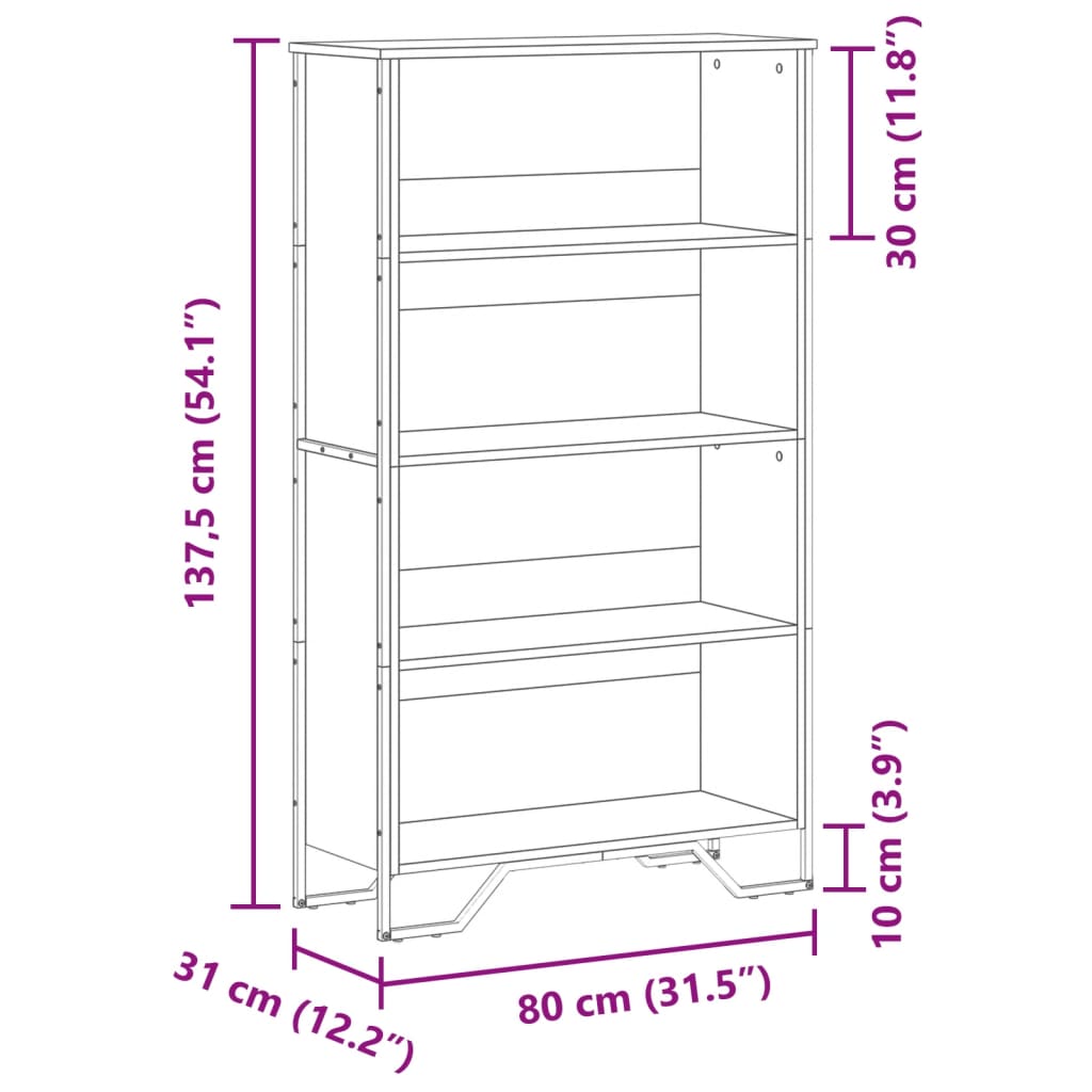 Bokhylle Sonoma Eik 80x31x137,5 cm
