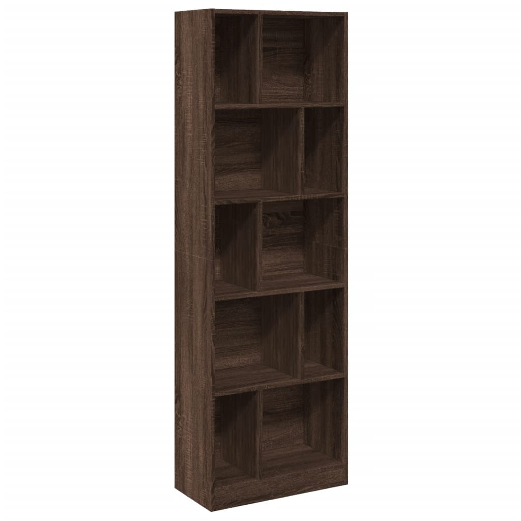 Bokhylle brun eik 57x28,5x174 cm konstruert tre