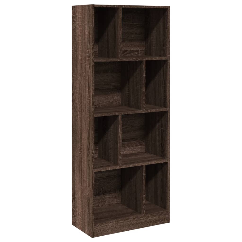 Bokhylle brun eik 57x28,5x141 cm konstruert tre