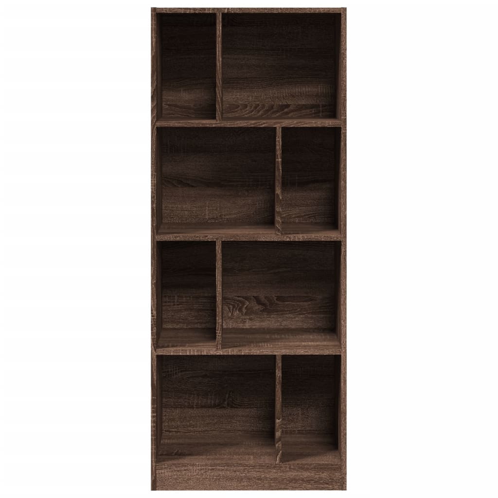 Bokhylle brun eik 57x28,5x141 cm konstruert tre