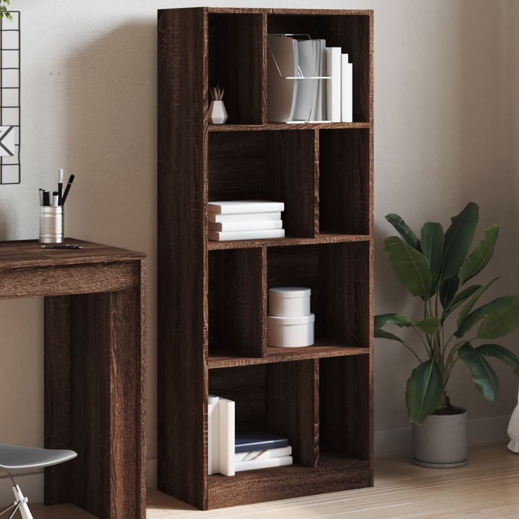 Bokhylle brun eik 57x28,5x141 cm konstruert tre