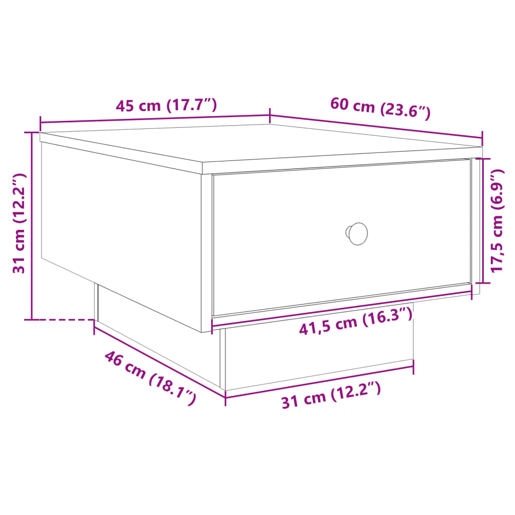 Salongbord Sofabord Svart 60x45x31 cm