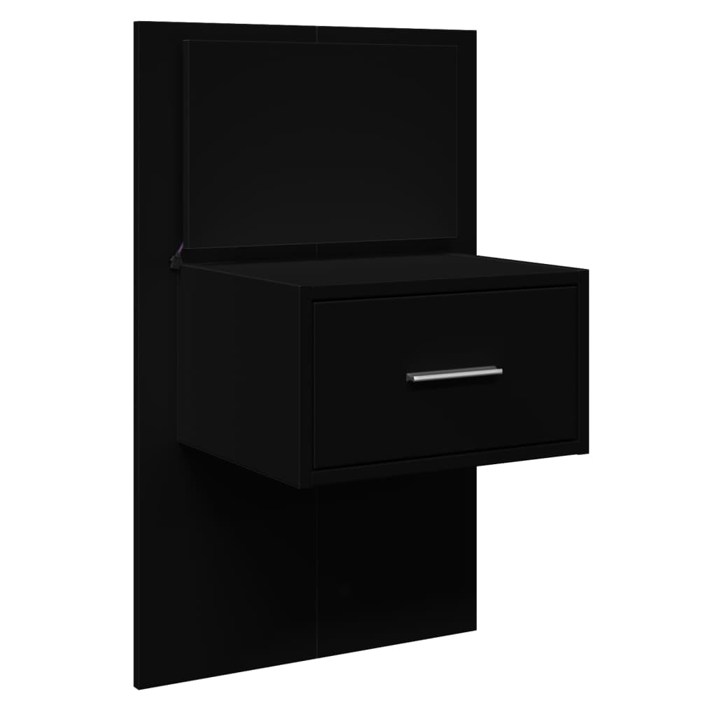 Nattbord Sengbord Svart med LED-lys