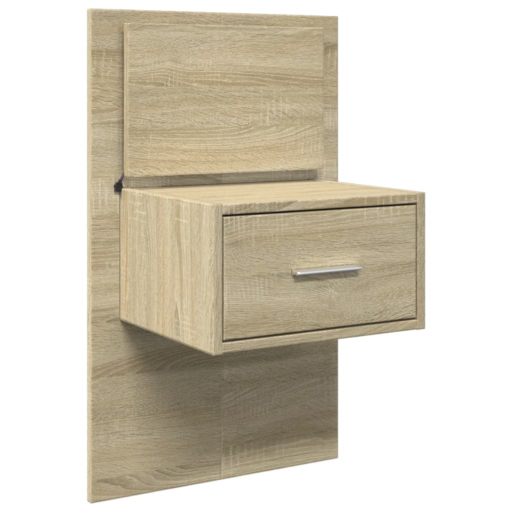 Nattbord Sengbord Sonoma Eik med LED-lys