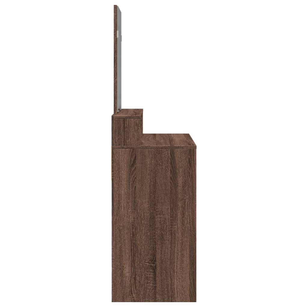 Sminkebord med speil brun eik 80x41x144,5 cm