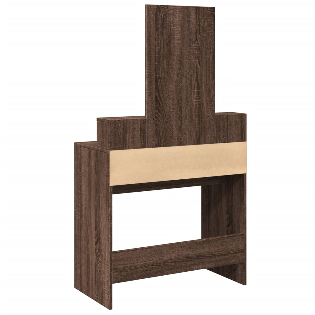 Sminkebord med speil brun eik 80x41x144,5 cm